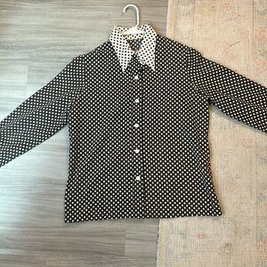 Vintage Contrast Polka Dot Button Up